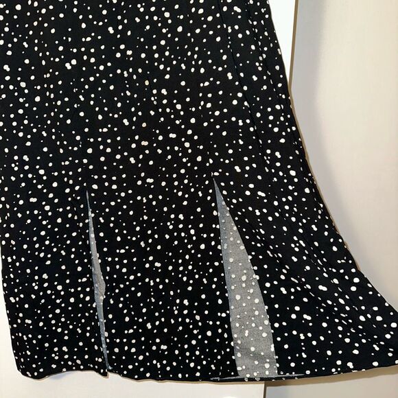 Primark Size 6 Midi Length Womens Skirt with Slits Black White Polka Dots NWOT - Picture 2 of 5
